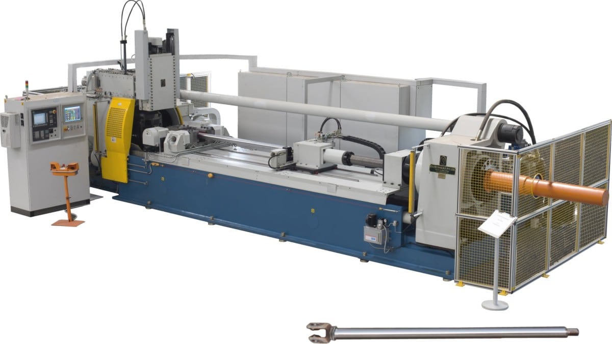 200 tonne Friction welding machine for hydraulic piston rod 6T - Vertical Machine for Smaller Foot Print